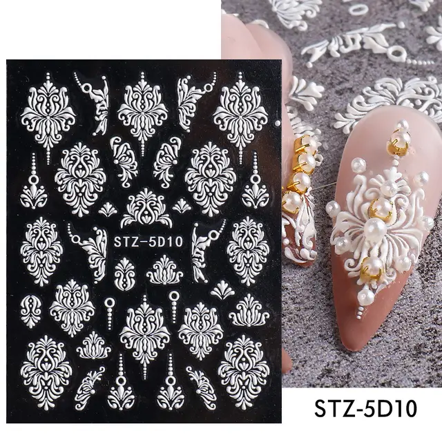 New 5D Stereo Carved Rose Nail Sticker 5D10 - Shop at LoveMi