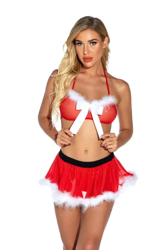 Christmas Lingerie Sleepwear Suit Cosplay Uniform Temptation Red - Shop at LoveMi