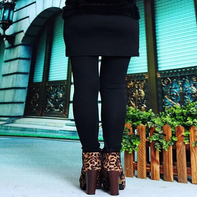 Fake Two piece Leggings Women's Outer Wear Show Thin Zipper Big Swing Hip Culottes Black - Shop at LoveMi