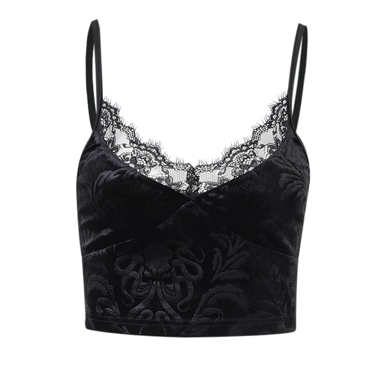 Gothic Ladies Fashion Lace Camisole Tank Top Black - Shop at LoveMi