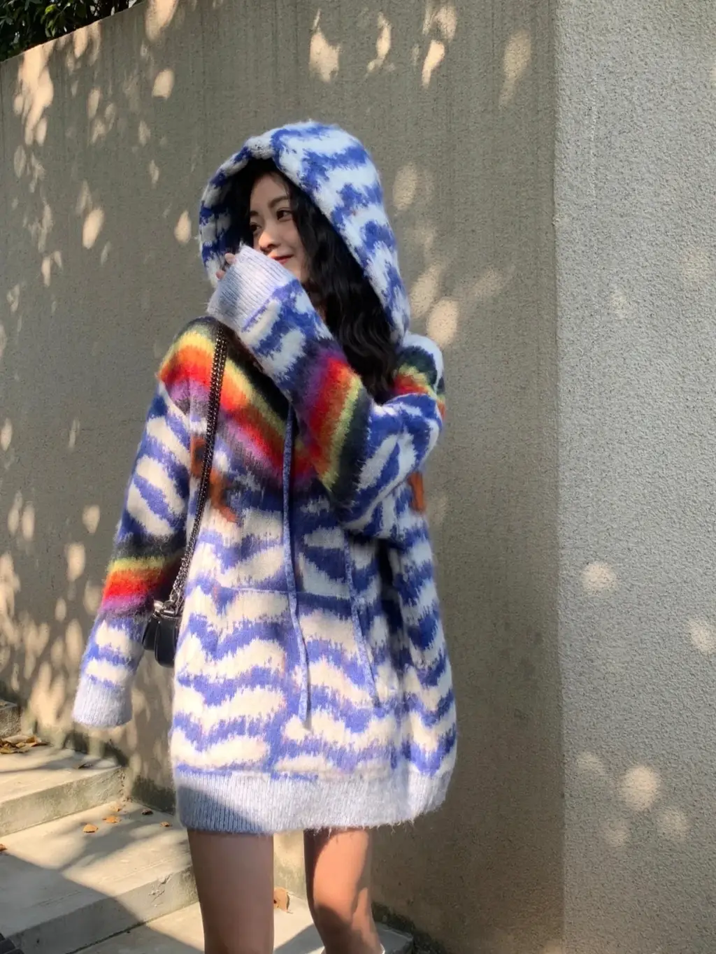 Women's Mid-length High-quality Hooded Mohair Sweater - Color