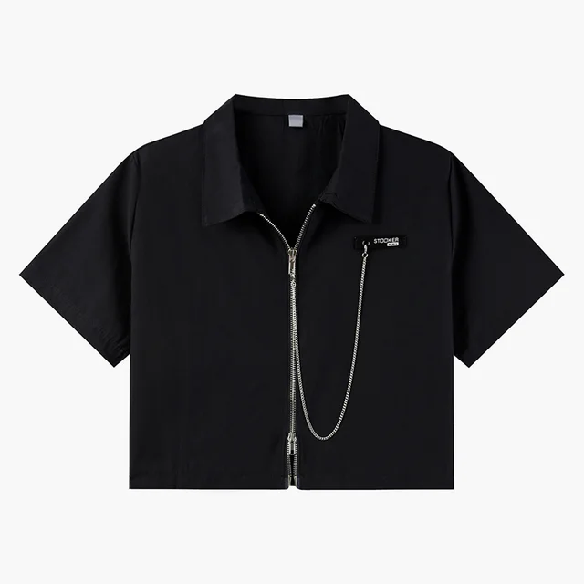 Ladies Loose Casual Short Sleeve Shirt Black - Shop at LoveMi