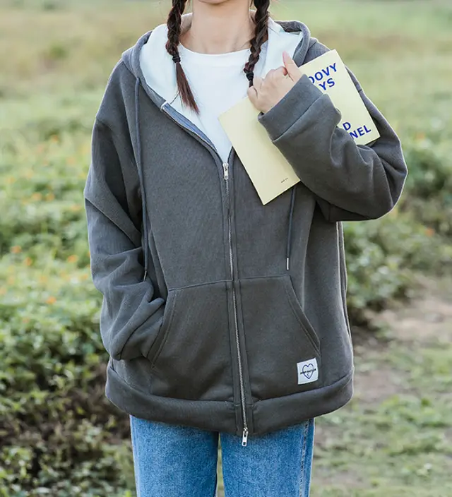 Casual Loose Small Thickened Top College Trend Grey - Shop at LoveMi