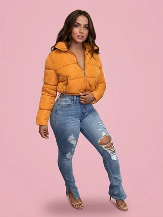 Ripped split fringed jeans - Blue