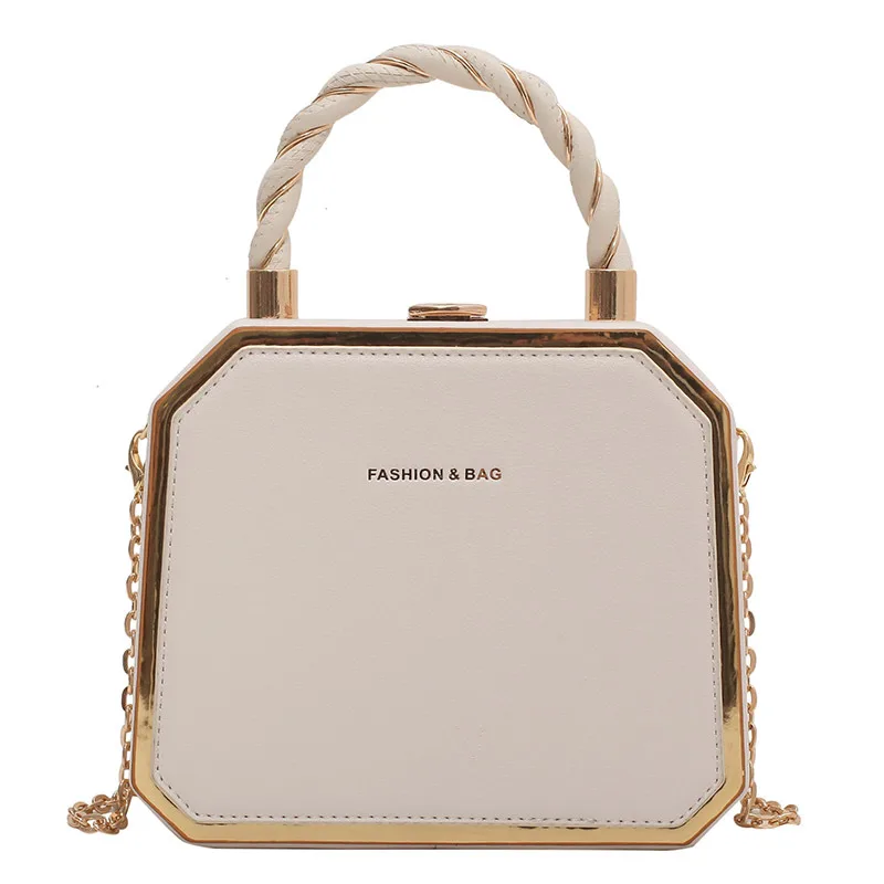 Niche Design Chain Bag Fashion One Shoulder Tote Box Bag Beige - Shop at LoveMi
