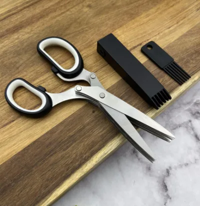 Multifunctional Muti Layers Stainless Steel Knives Multi Layers Kitchen Scissors Scallion Cutter Herb Laver Spices Cook Tool Cut Panda Black And ... Panda Black And White - Shop at LoveMi