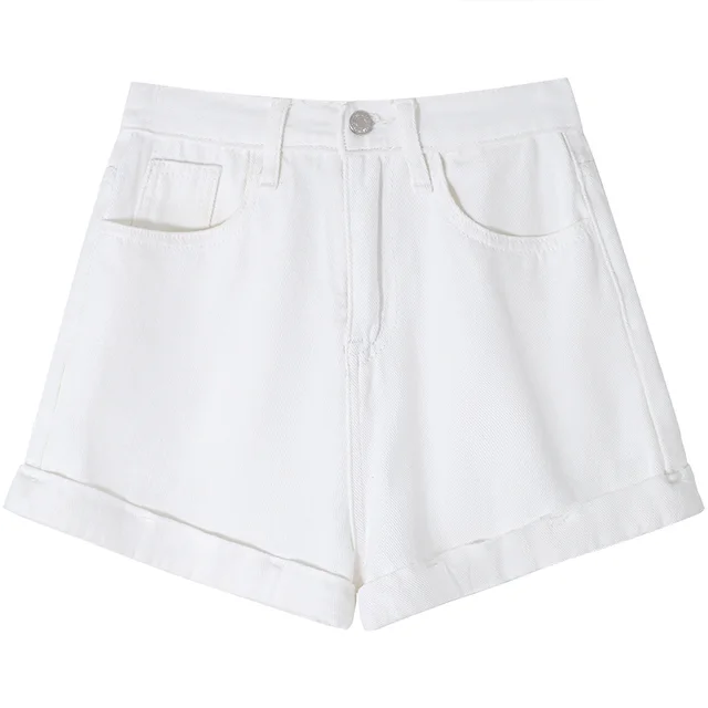 Women's High Waist Denim Shorts With A Sense Of Niche Design White - Shop at LoveMi