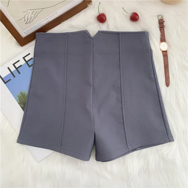 Women's Stretch A Line Wide Leg High Waist Casual Shorts Grey - Shop at LoveMi