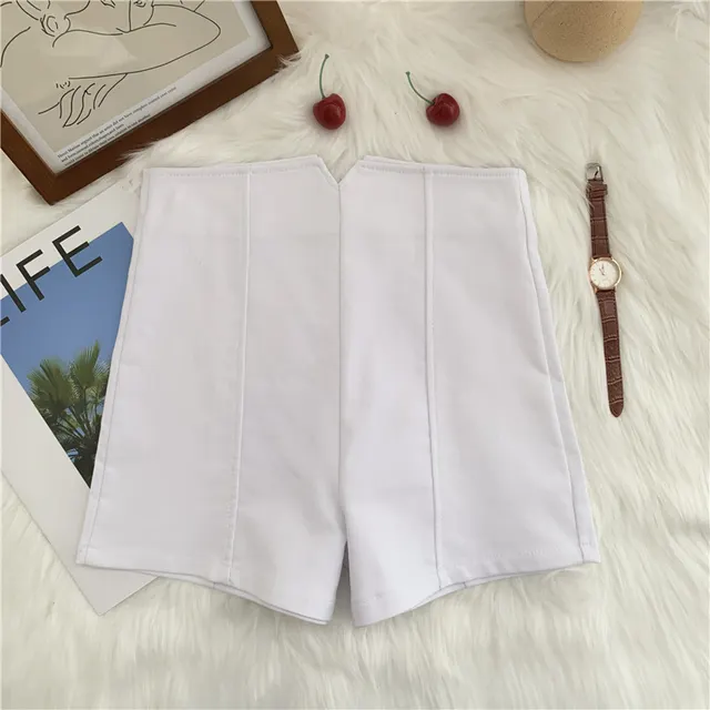Women's Stretch A Line Wide Leg High Waist Casual Shorts White - Shop at LoveMi