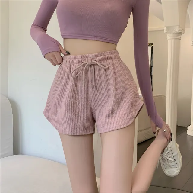 Drawstring Sports Shorts Women's Outer Wear Casual Pants Pink - Shop at LoveMi