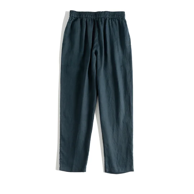 New Pure Linen Loose Casual Slim Harem Pants Women Dark Green - Shop at LoveMi