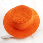 Flat Top Hat Foldable Simple Beach Korean Version Casual Travel Straw - Orange
