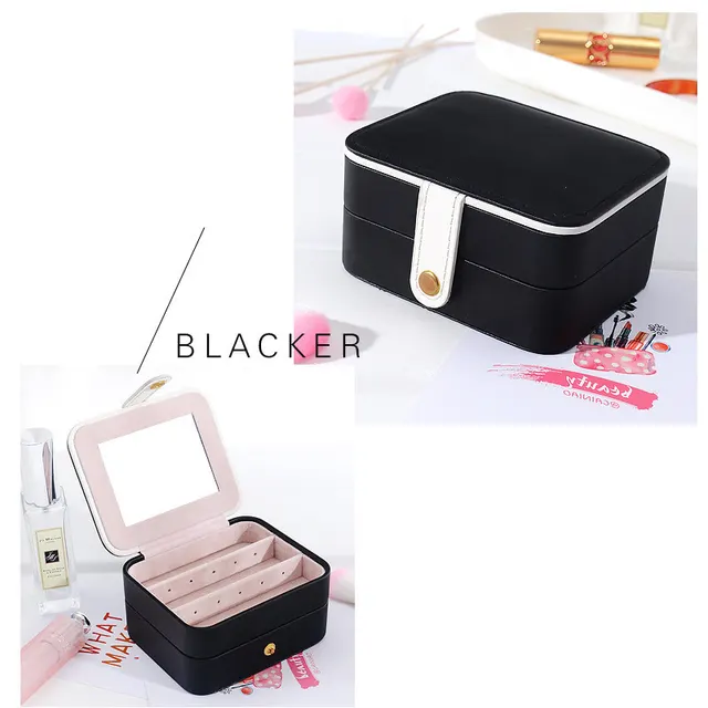Portable PU Leather Jewelry Earrings Box Black - Shop at LoveMi