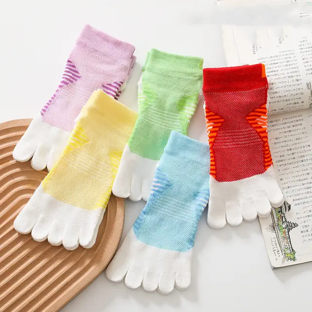 5 Pairs Of Women's Sports Mesh Five Finger Socks Breathable 5Colors Mixed - Shop at LoveMi