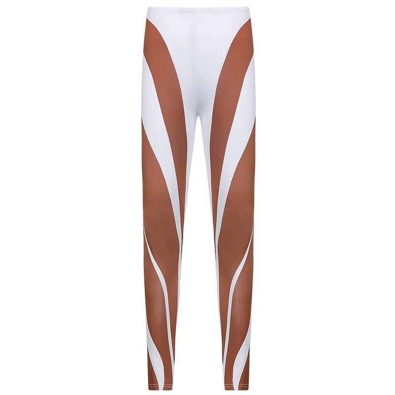 Fashion Casual Sports High Waist Skinny Printed Trousers White - Shop at LoveMi