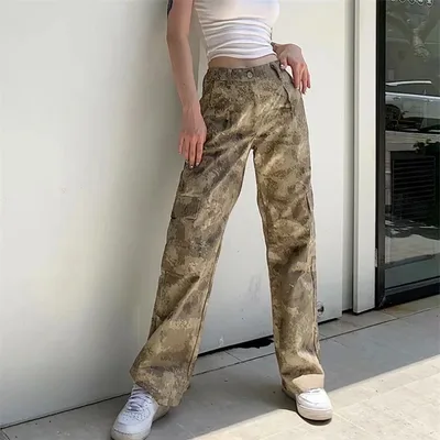 Women's Pocket Cargo Pants High Waist Desert Camo Print Desert Camo S - Shop at LoveMi