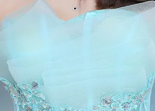 One-shoulder Wedding Dresses Are Neatly Repaired - Ice Blue