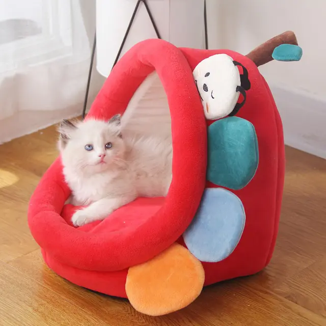 Cartoon Cute Four Seasons Pet Cotton Suede Nest Apple - Shop at LoveMi