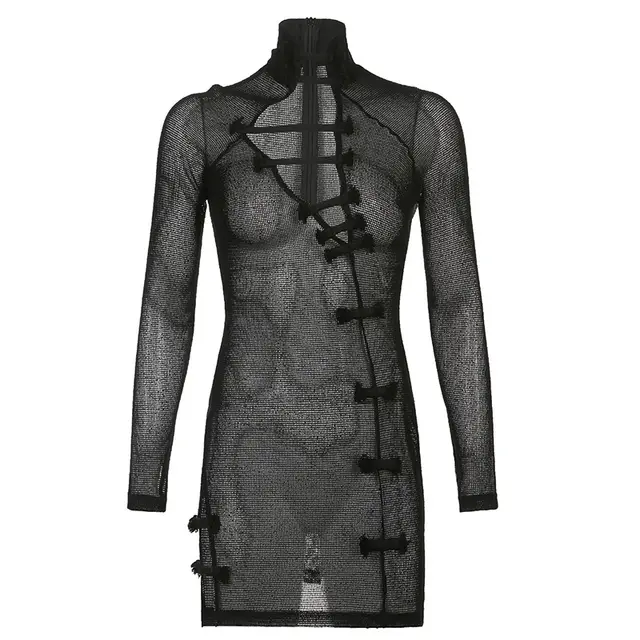 Beach Improvement Cheongsam Hollow Short Dress Black - Shop at LoveMi