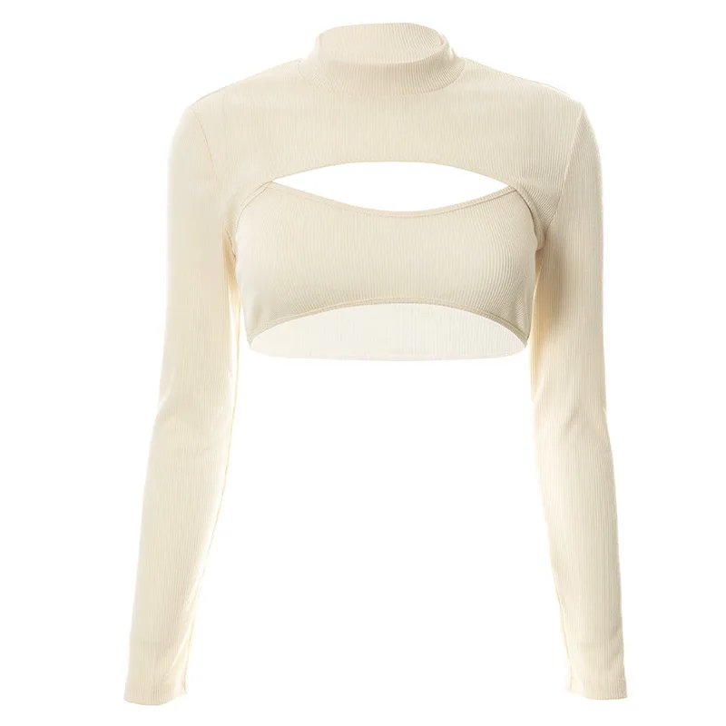 Camisole Long sleeved Blouse Two piece Suit Khaki - Shop at LoveMi