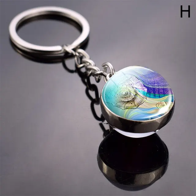Turtle Shell Starfish Funny Animal Glass Ball Key Ring H - Shop at LoveMi