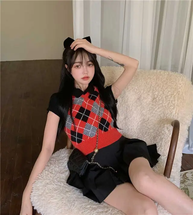 Women's Inner Design Summer Thin Top Knitted Vest Red Vest - Shop at LoveMi