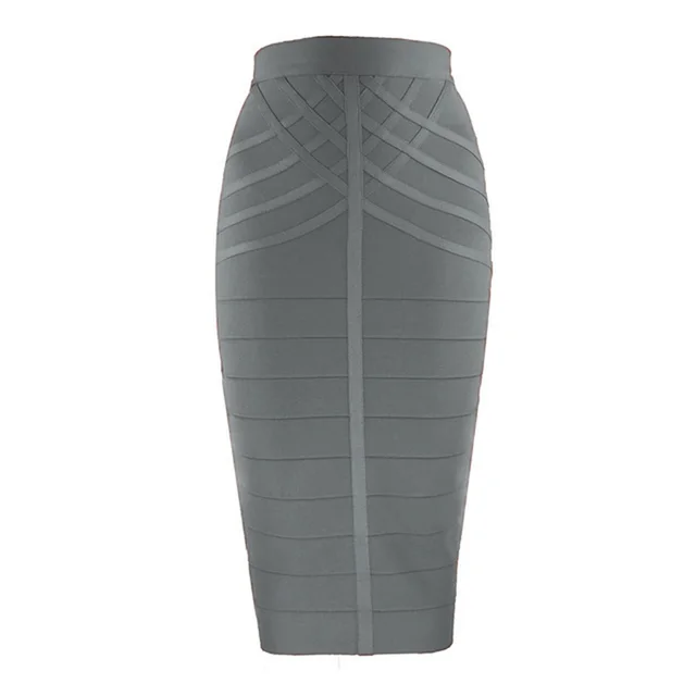 Features Striped Temperament Slim High Waist Bag Bandage Skirt Grey - Shop at LoveMi