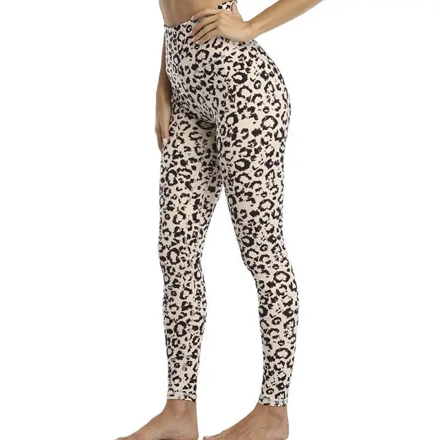High Waist Tights For Women's Skintight Athletic Pants Yoga Fitness Running Training White Leopard Grain - Shop at LoveMi