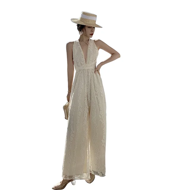 Women's Vacation Travel Jumpsuit Beach Skirt Apricot - Shop at LoveMi
