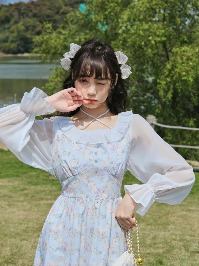 Hanazaki Deer French Girl Floral Dress Long Sleeves - Shop at LoveMi