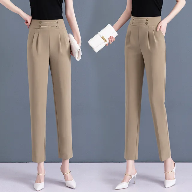 Women's High Waist Petite Casual Professional Harem Pants Khaki - Shop at LoveMi