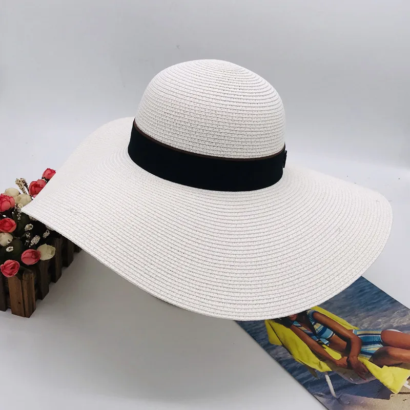 Korean Version Of Fashion Seaside Travel Sunshade Sunscreen White Big Brim Hat White - Shop at LoveMi