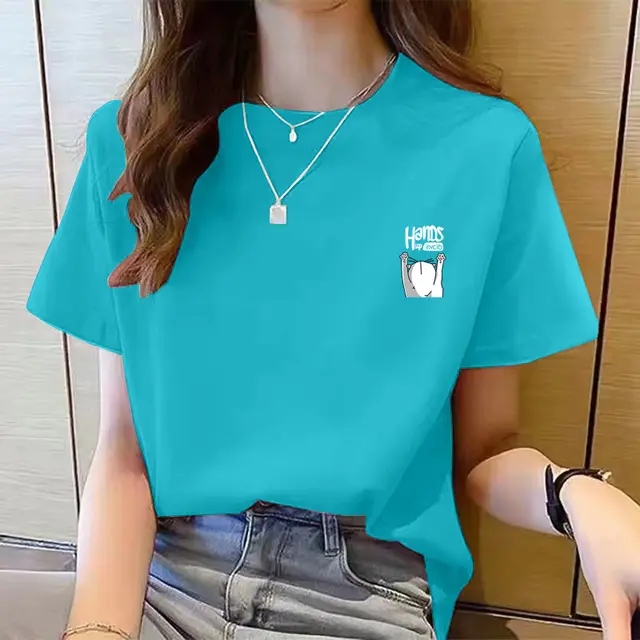 Women's Cute Bear Plus Size Cotton Short Sleeve T shirt 2 Style - Shop at LoveMi