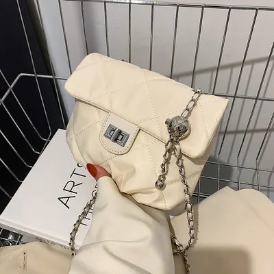 Simple And Fashionable Diamond One shoulder Messenger Bag White - Shop at LoveMi