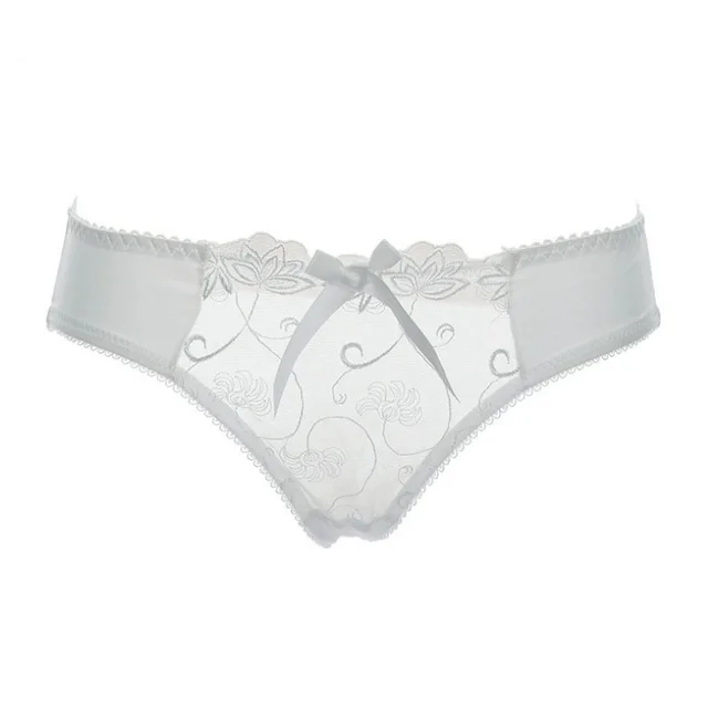 Ladies Fashion Transparent See Through Hollow Embroidery Briefs White - Shop at LoveMi