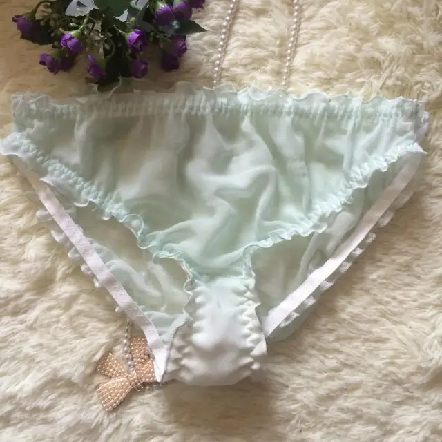 Panties Sexy Translucent Silk Ladies Triangle Light Blue - Shop at LoveMi