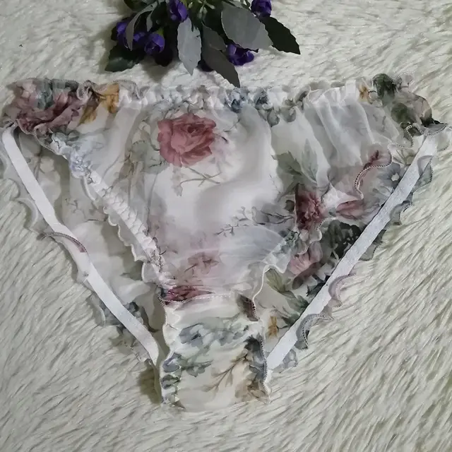 Panties Sexy Translucent Silk Ladies Triangle White Flower - Shop at LoveMi