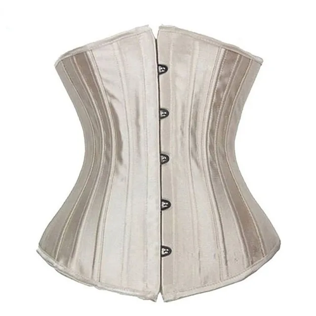 Steel Belly Belt Breast Support Court Corset Satin Fabric White - Shop at LoveMi