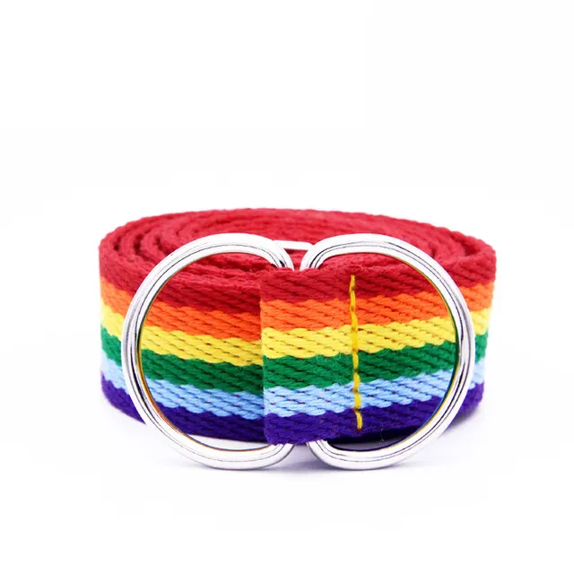 Six Colors Rainbow Belt For Women With Decorative Double Ring Buckle Colorful - Shop at LoveMi
