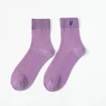 Purple Embroidered Flowers