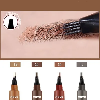 Four forked Liquid Eyebrow Pencil Three dimensional Long lasting 2Dark Brown - Shop at LoveMi