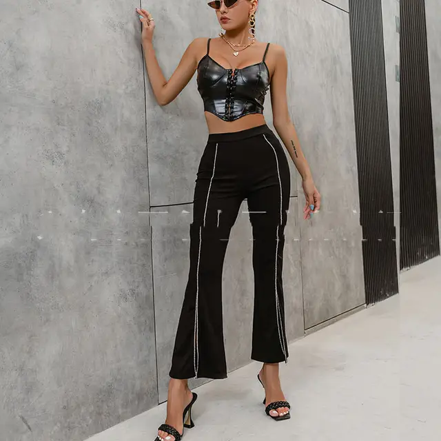 New Black High Waist Temperament Casual Pants Black - Shop at LoveMi