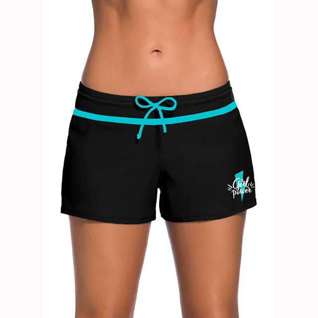 Women's Patterned Lace up Boxer Swimming Trunks Black Blue Lightning - Shop at LoveMi