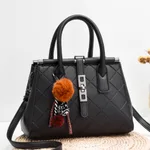 Checkered Large-capacity Simple Retro Portable Shoulder Bag - Black