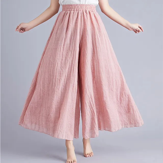 Elegant A line Elastic Waist Big Trousers Wide Leg Culottes Trendy Shanshan - Shop at LoveMi