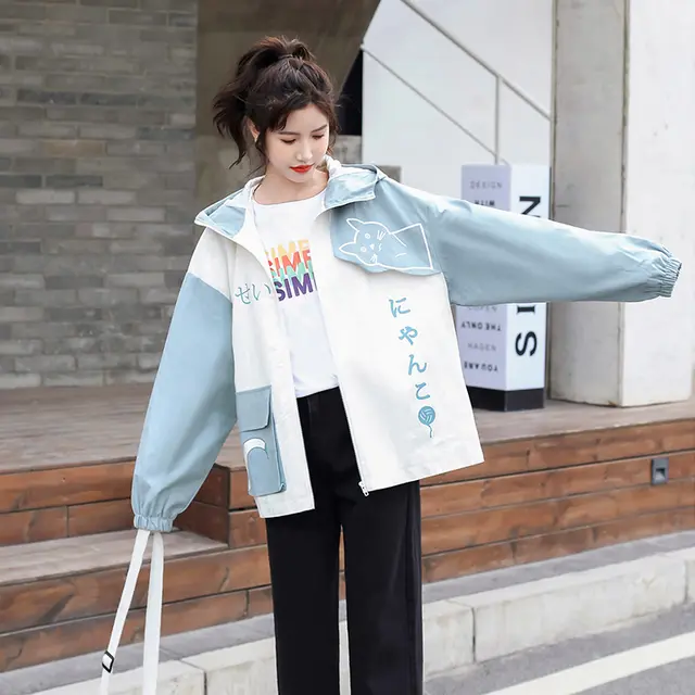 Girls Junior High School Loose All Match Work Jacket White - Shop at LoveMi
