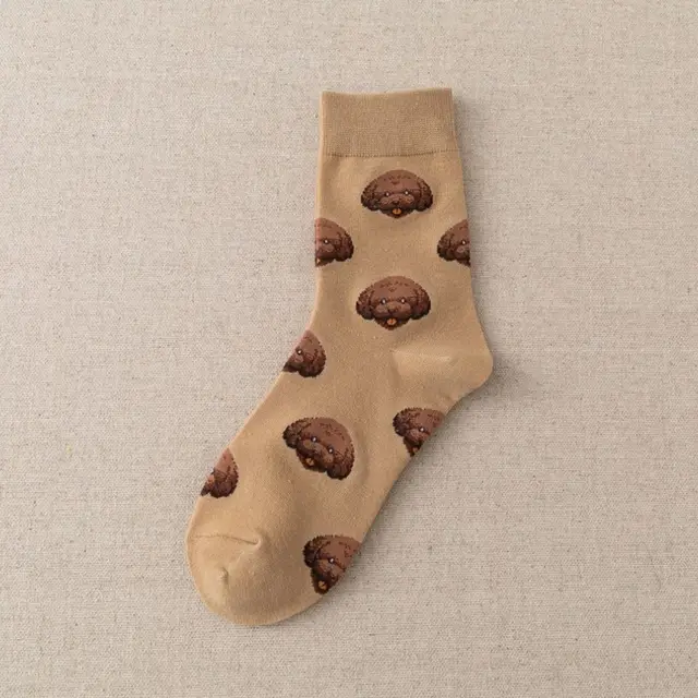 New Cotton Cute Shiba Inu Women's Socks Khaki - Shop at LoveMi