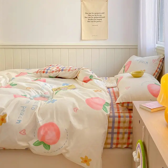 Printed Cartoon Girl Quilt Cover Cotton Four piece Bed Sheet 34Style - Shop at LoveMi