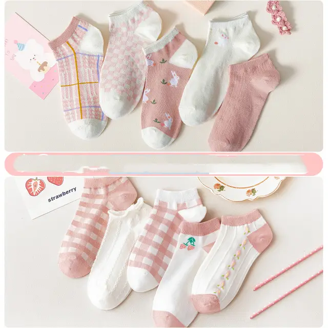 Ladies Cute Cotton Shallow Mouth Invisible Socks H - Shop at LoveMi