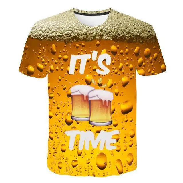 Trendy Beer 3D Digital Printing Men's Round Neck Short Sleeve T Shirt 7 Style - Shop at LoveMi